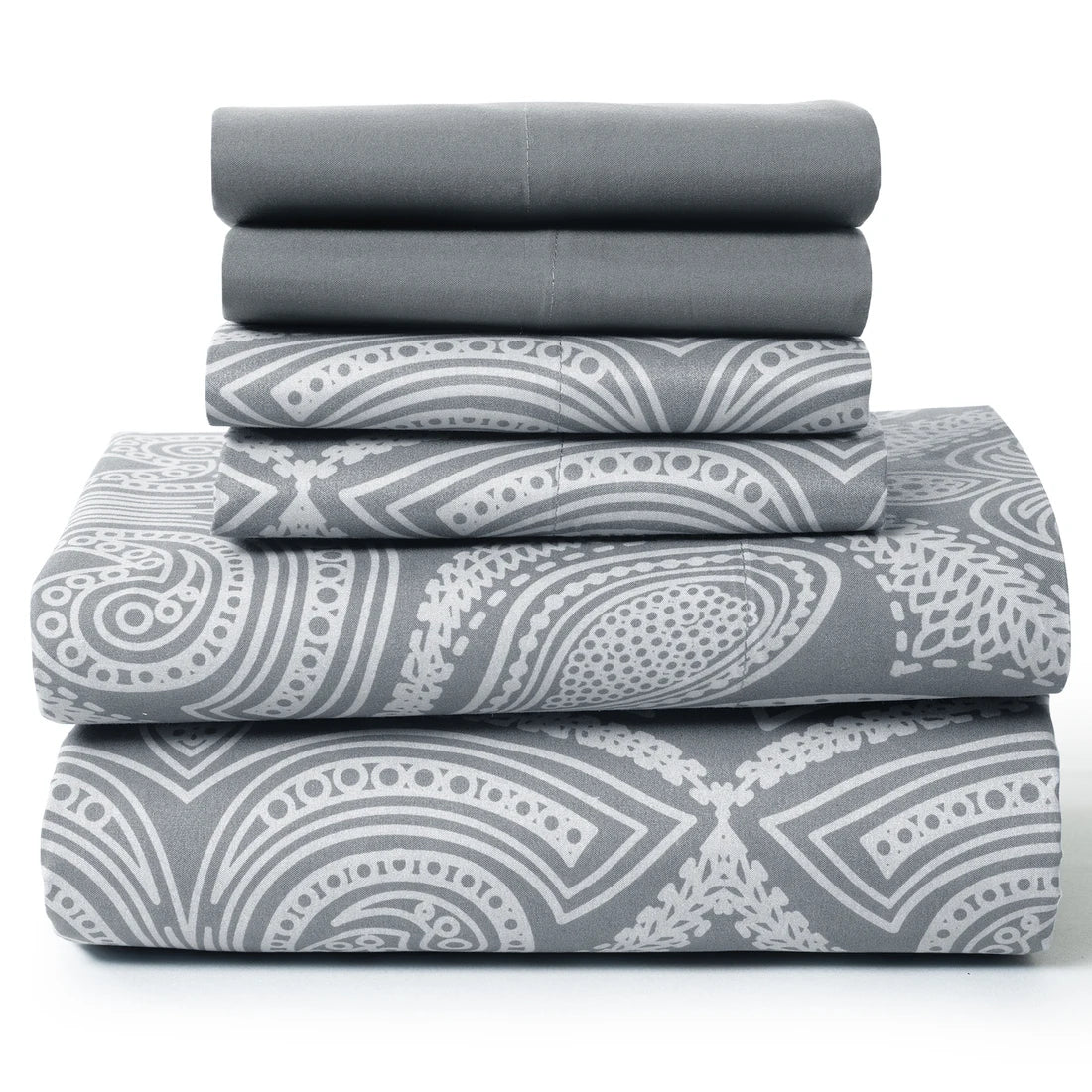LUX Décor Paisley Sheet Set – 6 Piece Ultra-Soft Microfiber Bed Sheets with Flat Sheet, 16 Inch Deep Pockets for Fitted Sheet
