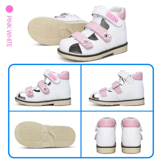 Childrens, Girl Shoes, Princess Orthopedic Pink Sandals For Kids, Toddlers, Leather Footwear With Orthotic Insoles