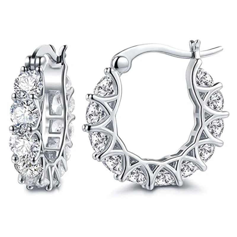 ,.Full Paved Crystal CZ Hoop Earrings for Women. A Dazzling Accessory Gift for MOTHERS DAY, Wedding Party, Birthday Gift, Statement Jewelry