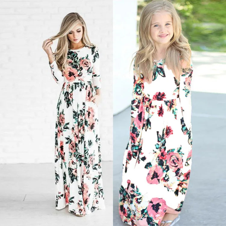 Summer Mommy and Me Family Matching Clothing. Mother/ Daughter Flower Dresses. Mom Dress, Kids, Child Outfit, Baby Girl Clothing