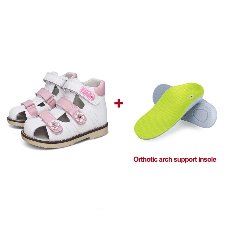 Childrens, Girl Shoes, Princess Orthopedic Pink Sandals For Kids, Toddlers, Leather Footwear With Orthotic Insoles