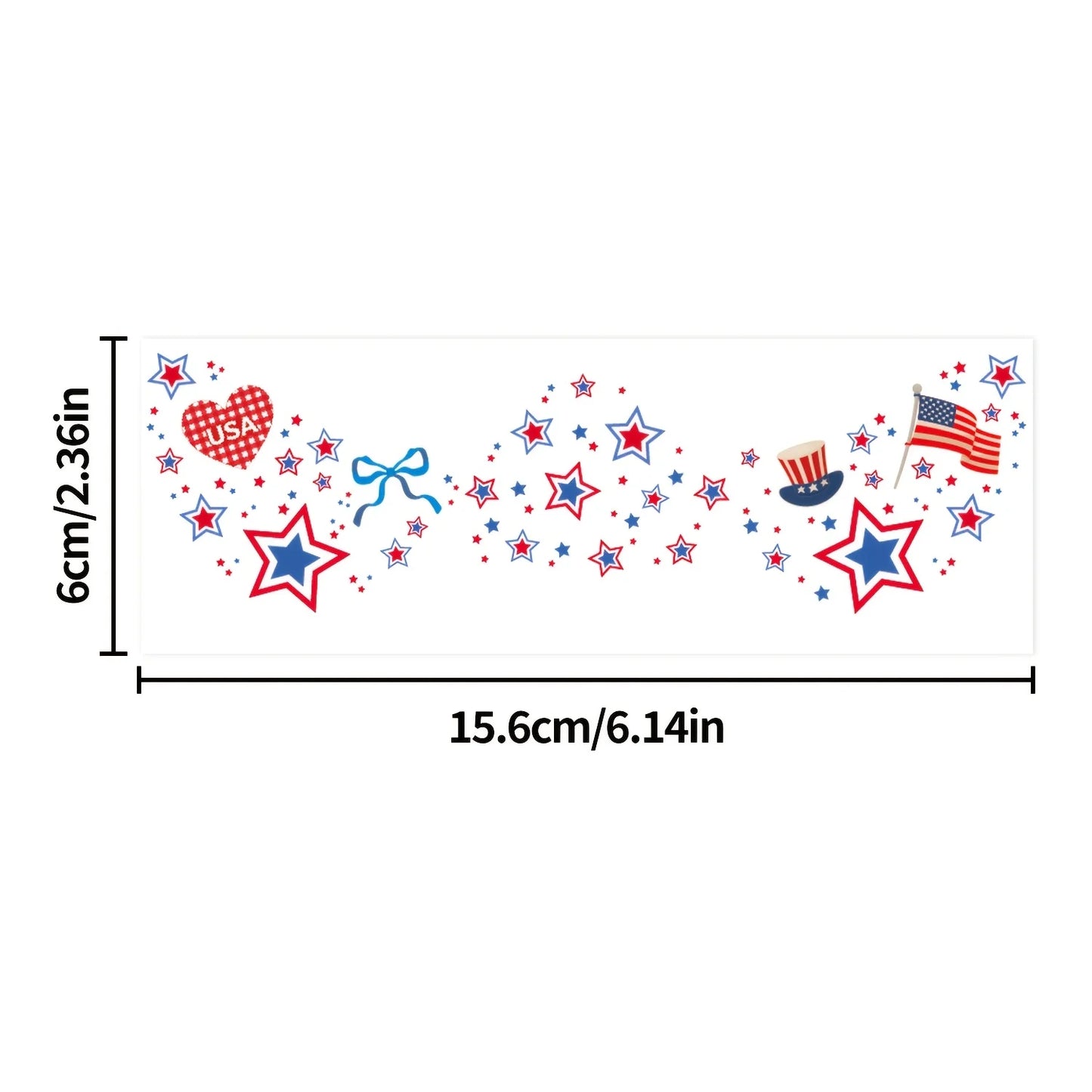 8pcs 250th Anniversary 4th of July Freckles Tattoos Red White Blue Patriotic Face Stickers fo Memorial Day, Veterans Day, Independence Day Party Favors