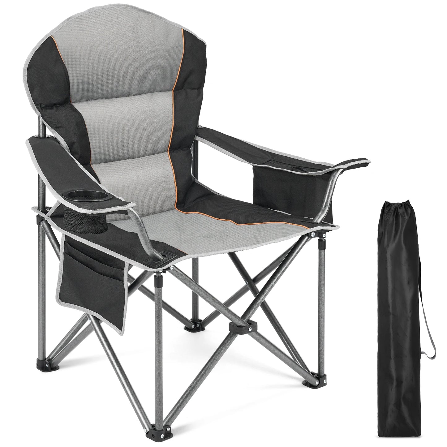 Heavy Duty Camping Chair, 450lbs Capacity, Portable Folding Chair with Cup Holder, Sturdy Steel Frame, Outdoor Chair for Camping
