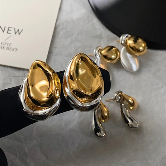Stainless Steel Vintage Droplet Metal Splice Stud Earrings for Women on MOTHERS DAY. Two Wear ways. Mix Color New Accessory Charm Luxury Jewelry