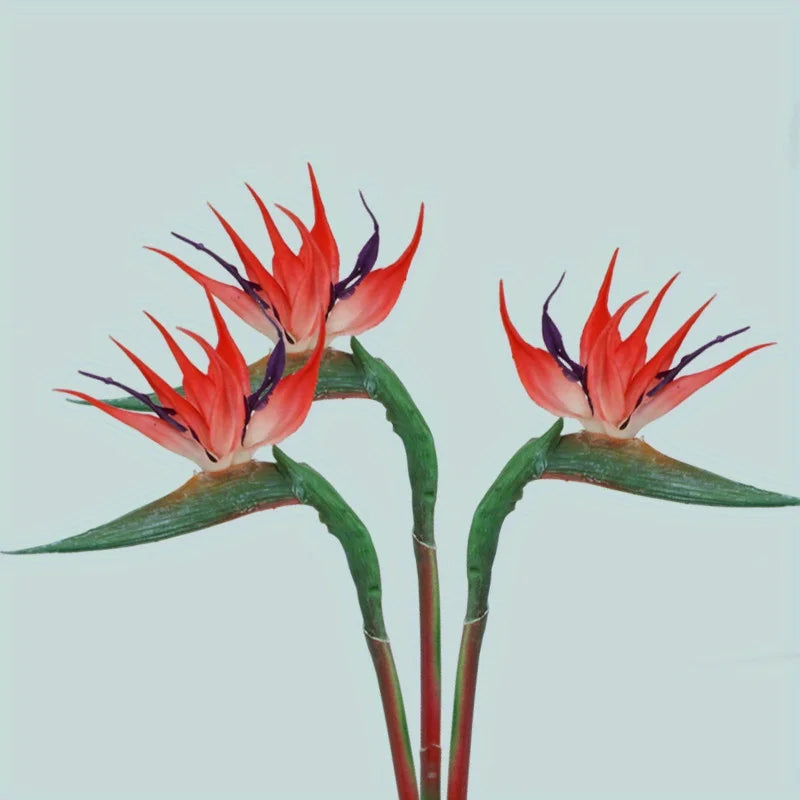 3pcs Artificial Bird Of Paradise Flowers, Rubber Strelitzia 24.5'' Long Stem Flower Suitable For DIY Home Party Theme Decor