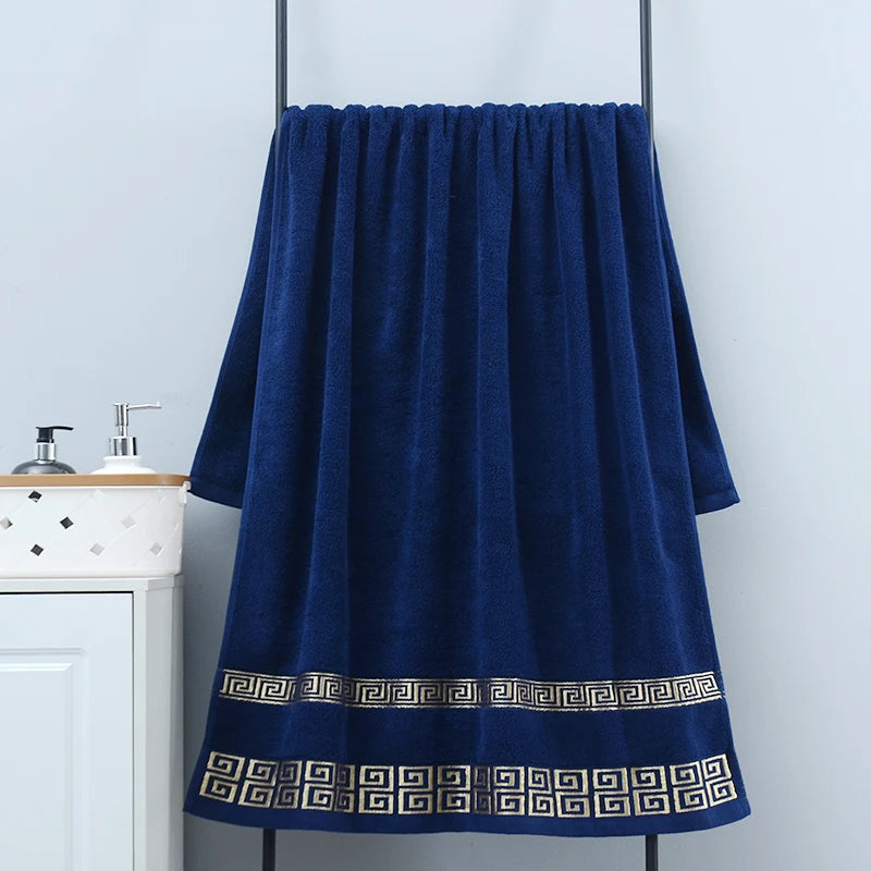 2pcs Black Bath Towels for Adults 100% Cotton Solid Terry Beach Towel Absorbent Yoga Shower Towels Bathroom Christmas Gift