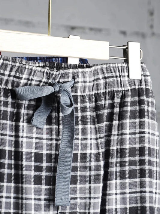 Long Pajama Pants and Men's Spring, Summer and Autumn Loose wearable plaid prints, some solids.