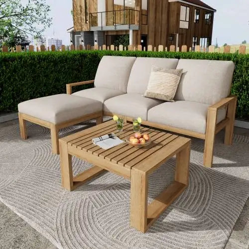 Outdoor 3-piece courtyard sofa set, garden table and chair, outdoor sofa