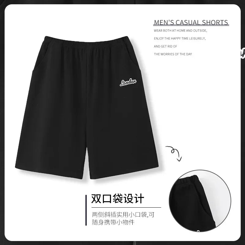 Summer solid color pajama pants in cotton. Mens breathable shorts.