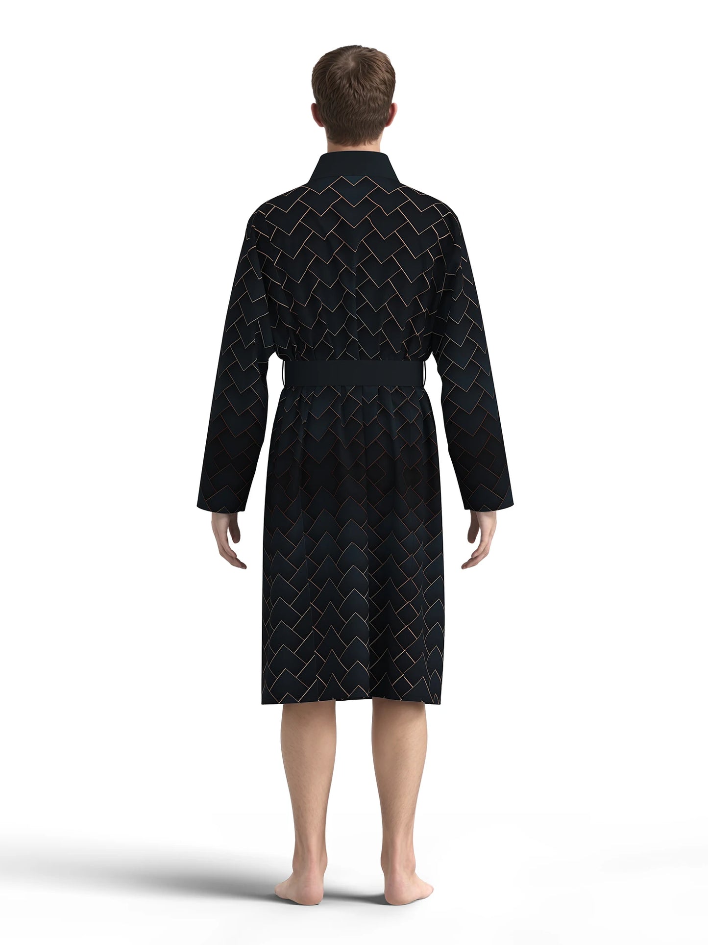 Men's. robe 3D digital full-print casual bathrobe. Spring and summer, thin, quick-drying robe with belt.