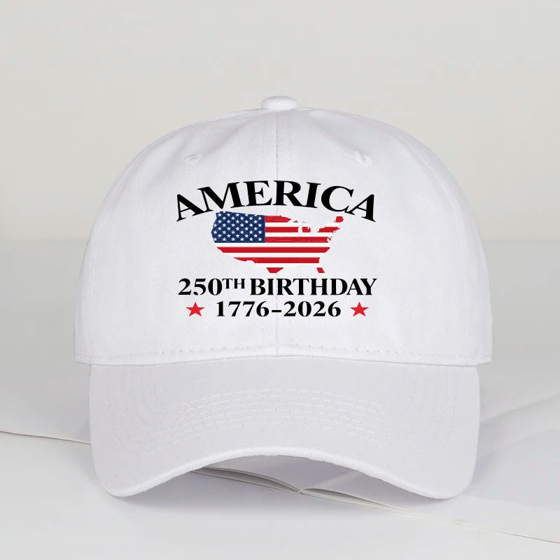 America 250th Anniversary 1776-2026 USA Flag, Map Printed Baseball Cap, Adjustable Patriotic Hat for 4th of July Events