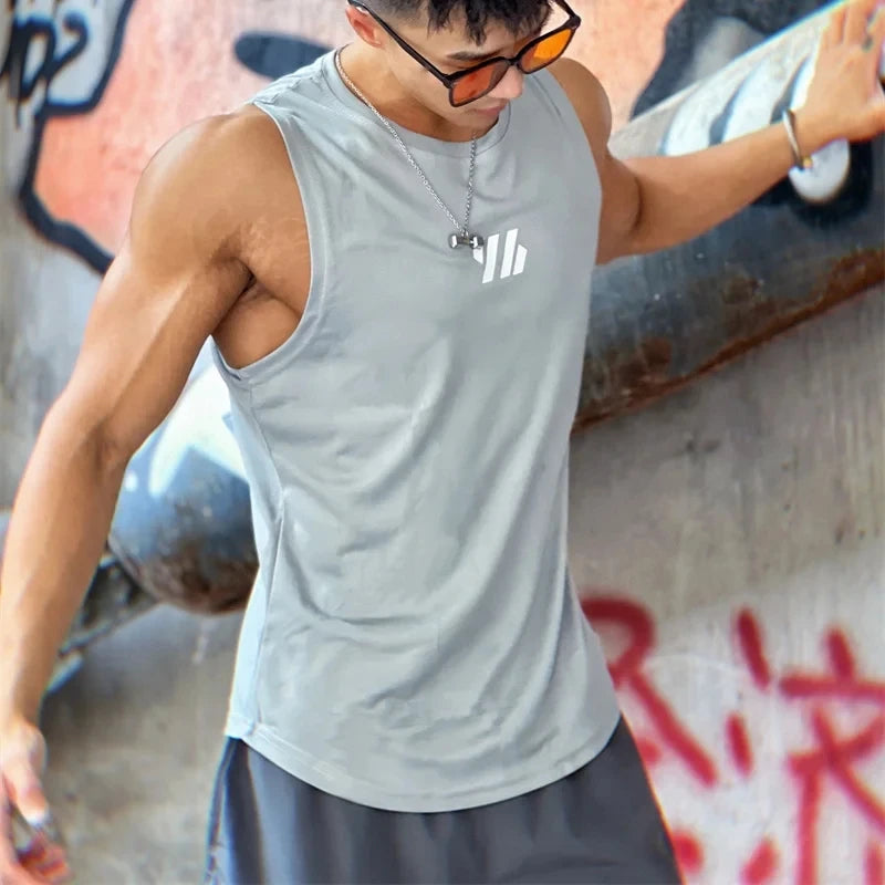 Summer Gym sleeveless T-shirt, High Quality mesh Shirt, Mens Tank Tops, running, fitness Sports