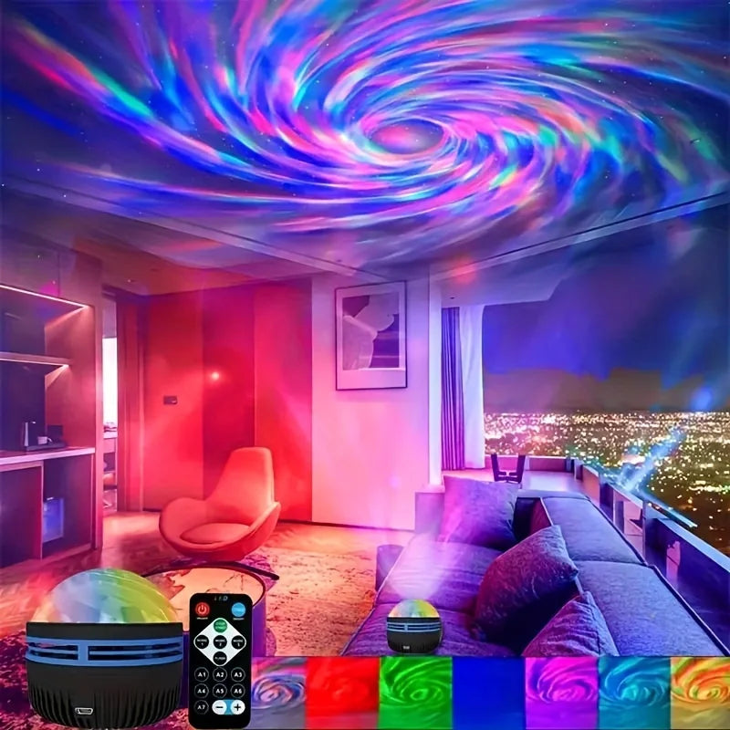 LED NightLights Galaxy Projector, Remote Control 5V USB Rechargeable, Starry Sky Lamp, DMX Sound Active, 7 Modes. Bedroom Family Room