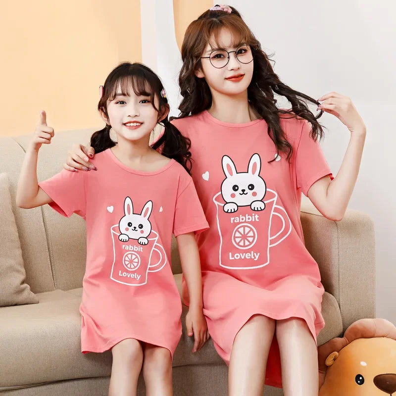 New Women's Nightgown Children's Clothing Cotton Home Casual  For Girls Kids Sleepwear