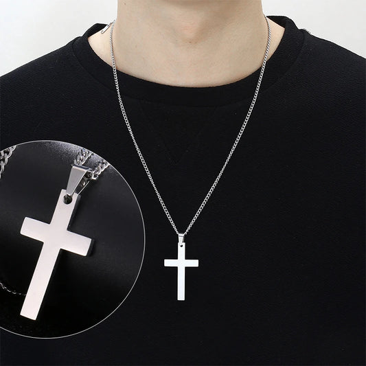 Fashion Stainless Steel Cross Pendant Necklace For Women /Men Link Chain Charm Necklace. Boys /Girls Jewelry Gift. Bllck is gone but silver and gold are available.