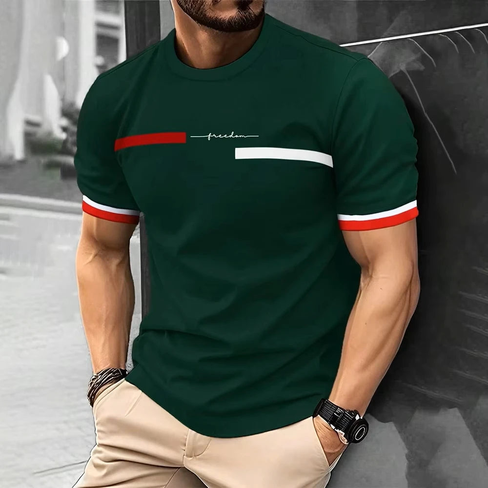 Summer Men's T-shirt Top, Casual, Loose Fit , Oversized T-shirt, PARI Letter Pattern, Printed Round Neck, Short Sleeved Many Colors