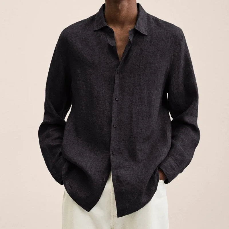 Men's Solid Colors, Cotton Linen , Long Sleeved, Casual Shirt