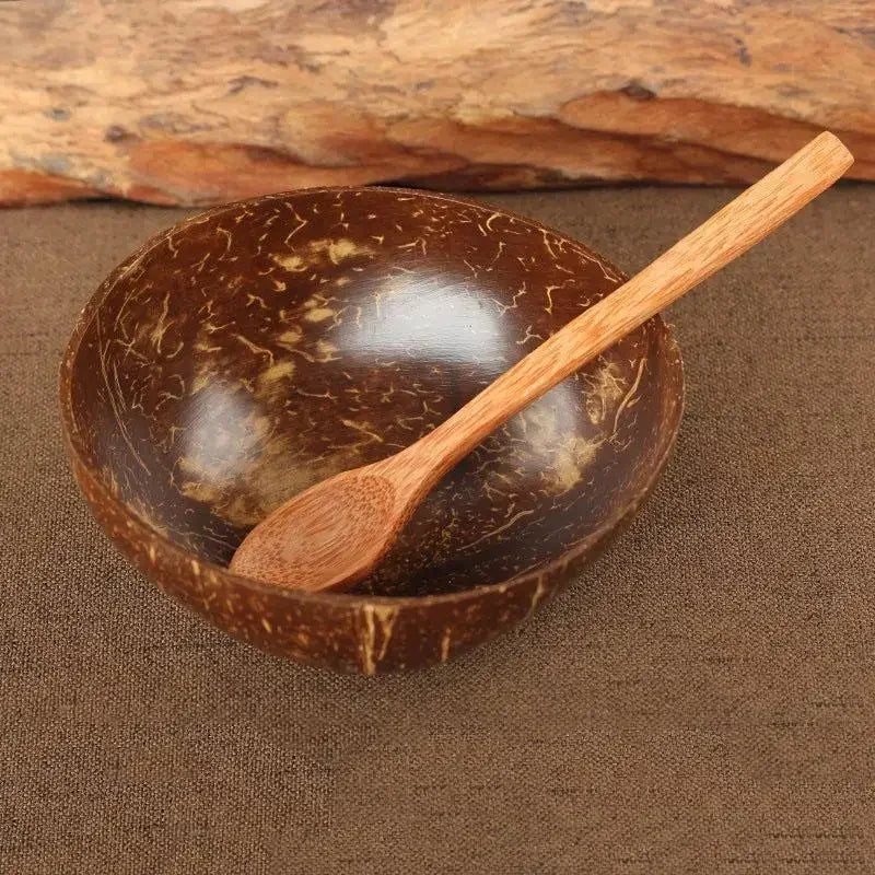 Natural Coconut Bowl Spoon Set. Creative Coconut Shell for Fruit Salad, Noodles, Rice, snacks