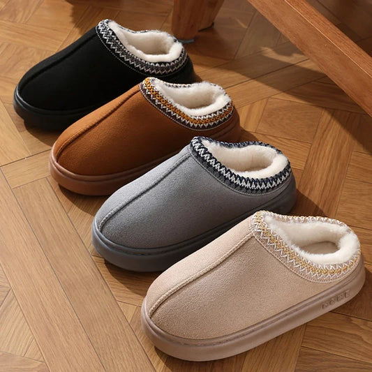 Fluffy Platform Slippers for Women 2025.  Winter Plush and Warm Cotton Shoes.  Comfort , Non Slip, Unisex Home Slippers.