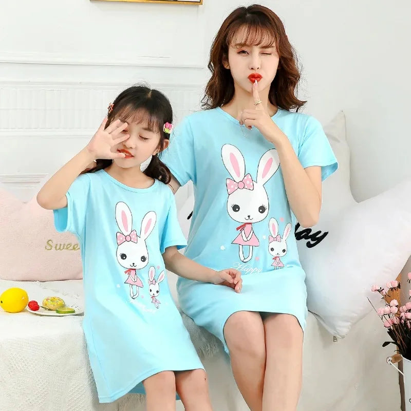 New Women's Nightgown Children's Clothing Cotton Home Casual  For Girls Kids Sleepwear