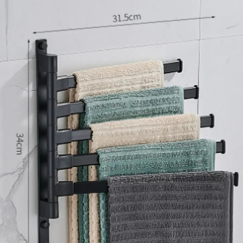 Bathroom / Kitchen Towel Rack, Rotatable Towel Holder Space, Aluminum 2/3/4/5-Bar Towel Hange, Kitchen