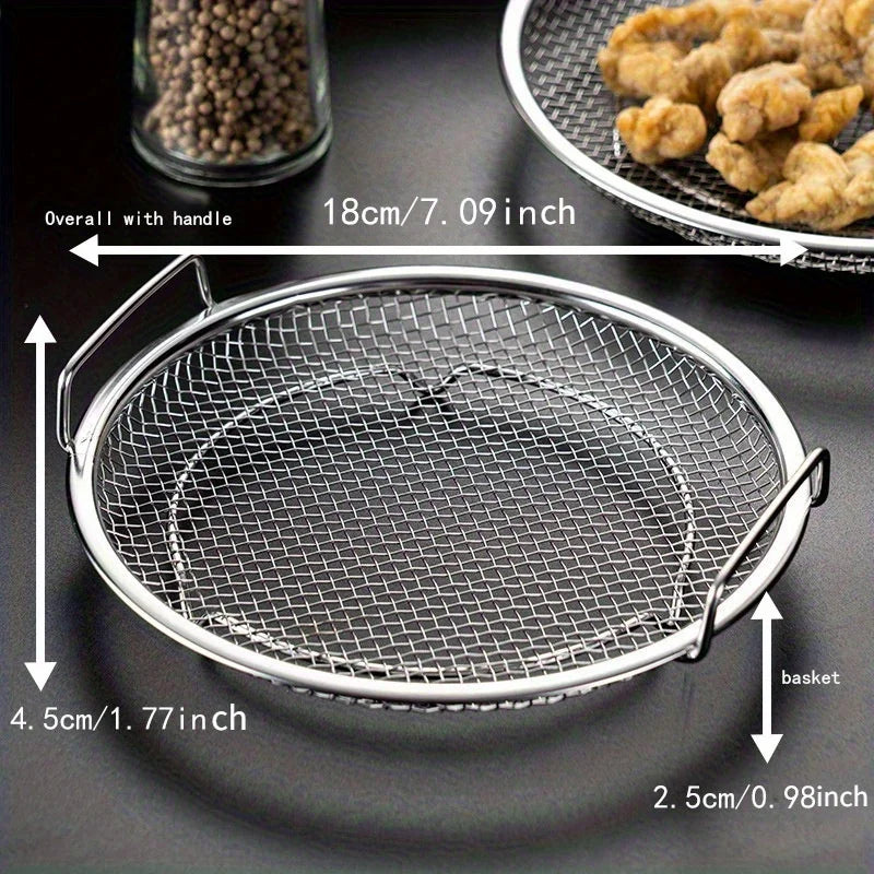 Stainless Steel Filter Tray,Reusable Round Mesh Basket,Frying, Grilling,Kitchen Strainer,Fruit vegetables, water filter basket