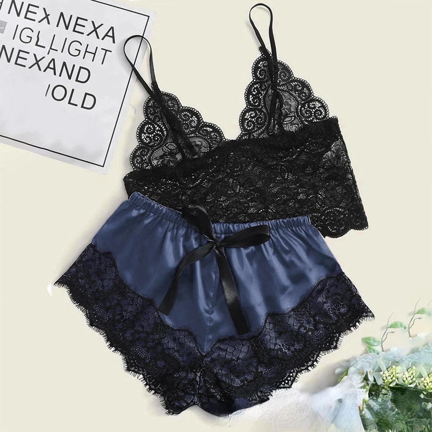 Sexy Pajamas for Women.  2 Pieces Top and. Shorts Set.