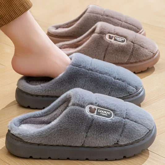 Big Size (50 51) Winter Slippers  for Women and Men. Thick Sole Indoor,  Non-Slip Flat Platform.