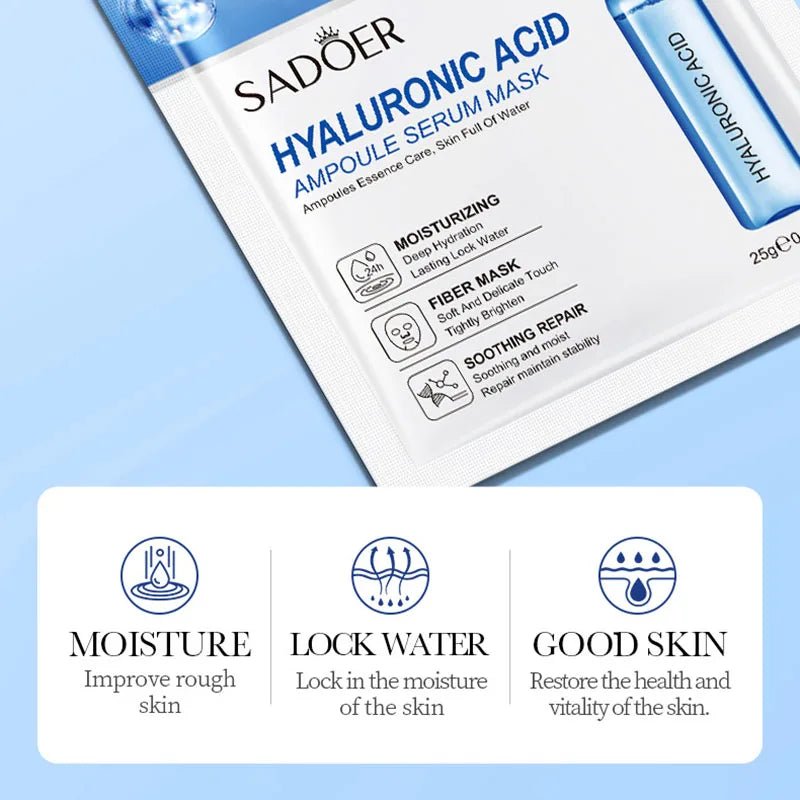 10pcs, Vitamin C Hyaluronic Acid Face Mask. Moisturizing and Firming Skin Care Products