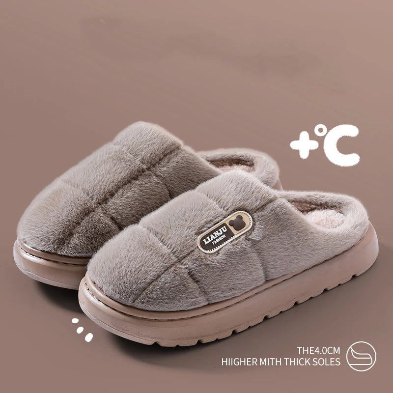 Big Size (50 51) Winter Slippers  for Women and Men. Thick Sole Indoor,  Non-Slip Flat Platform.