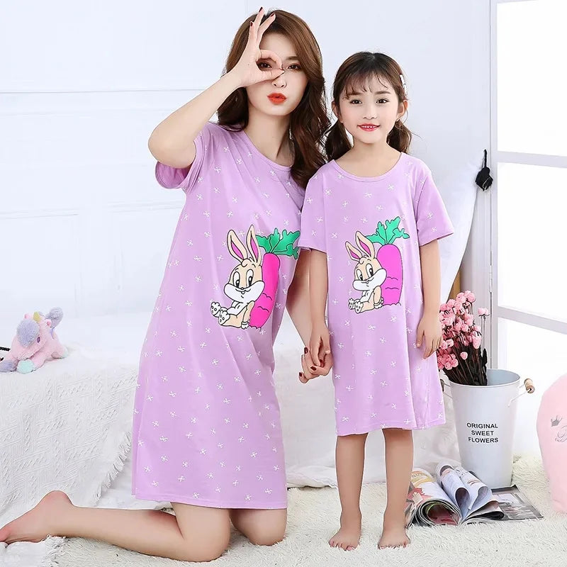 New Women's Nightgown Children's Clothing Cotton Home Casual  For Girls Kids Sleepwear