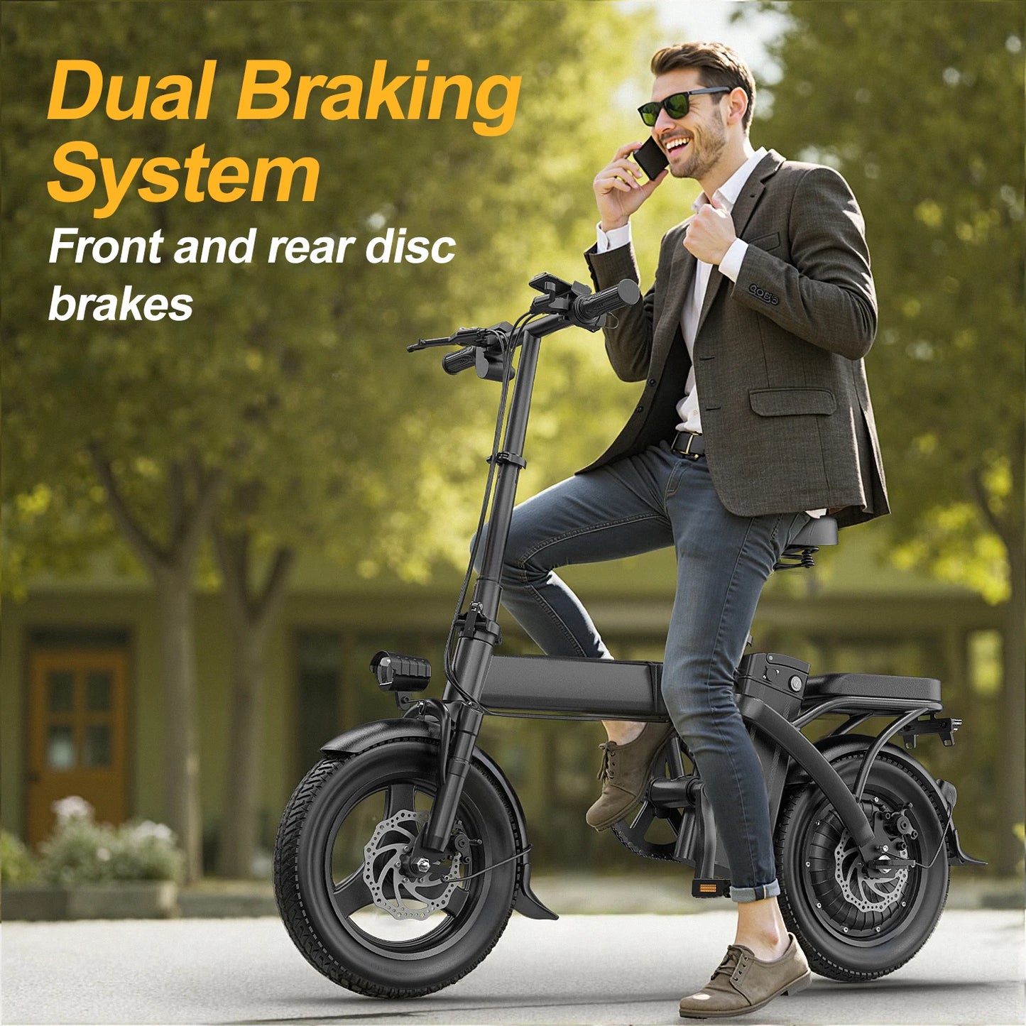 Adult Foldable E Bike LCD Display 14-inch Tire Electric Bicycle