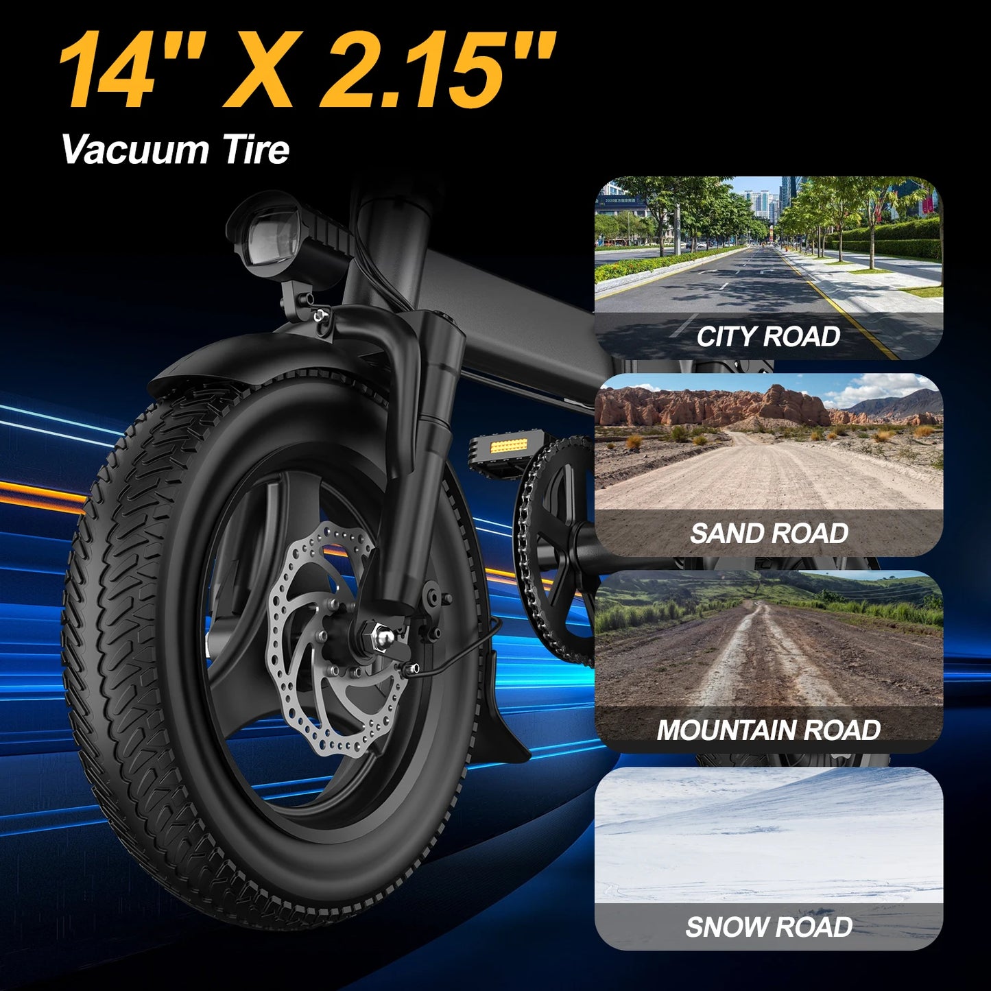 Adult Foldable E Bike LCD Display 14-inch Tire Electric Bicycle