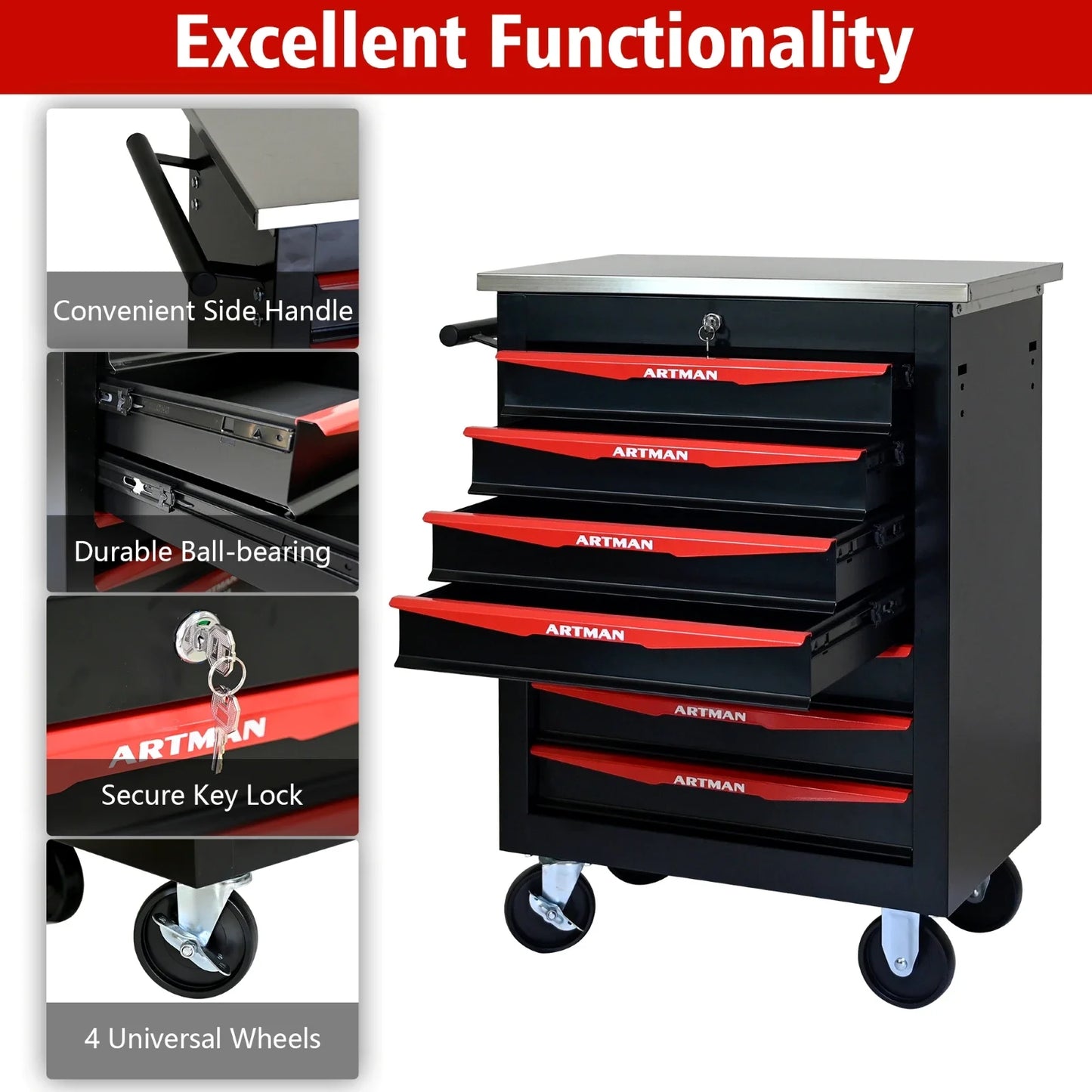 7 Drawer Rolling Tool Box Hardware Storage