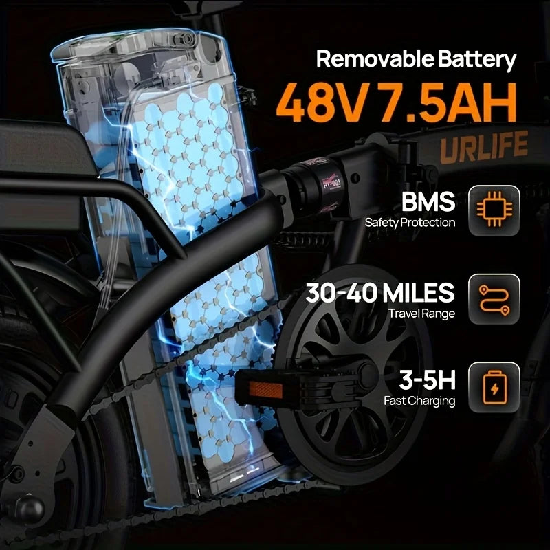 14" Foldable Electric Bicycle with 3 Hours Charge Time