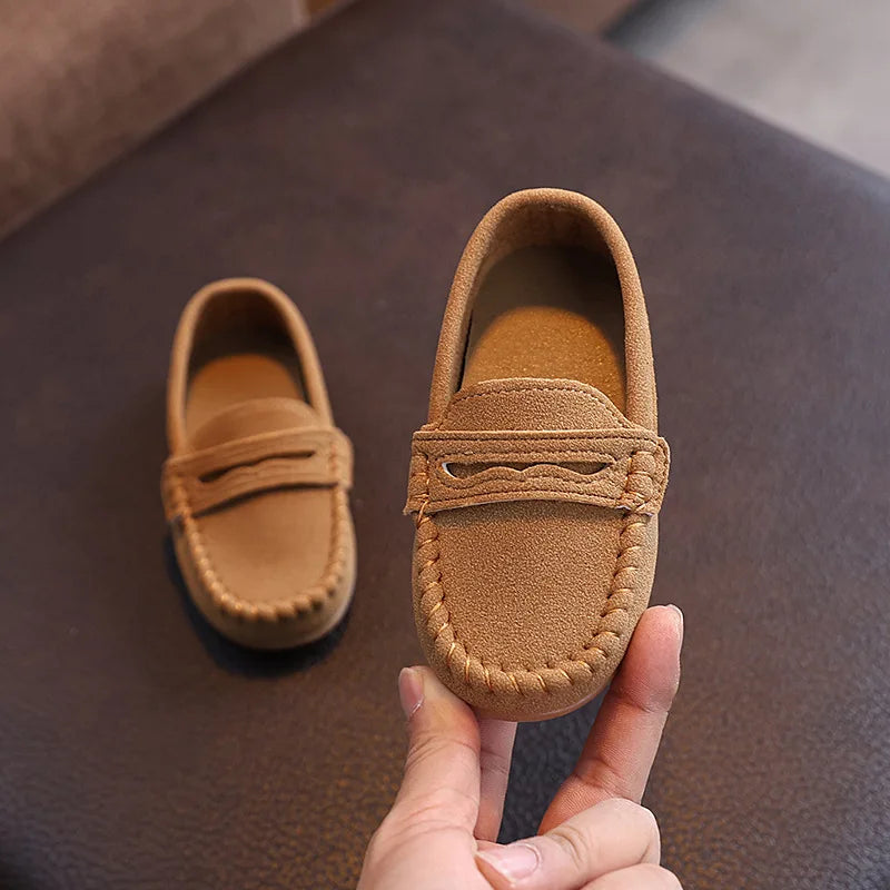 Children Moccasin Shoes, Boys Flats /Loafers, Non-slip, Cute Kids Casual Leather Shoes, Soft Slip-on. Solid Color