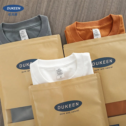 Dukeen 280gsm Oversized Heavy T-Shirt for Men. Summer Short Sleeve Tee, Cotton Solid Colors, Casual T Shirts,One Piece