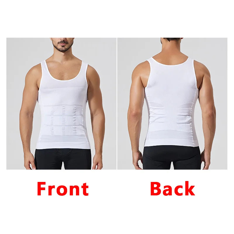 Mens Body Shaper,  Slimming Compression Vest and undershirt,   Seamless Waist Trainer,  Tank Top for Belly Control.