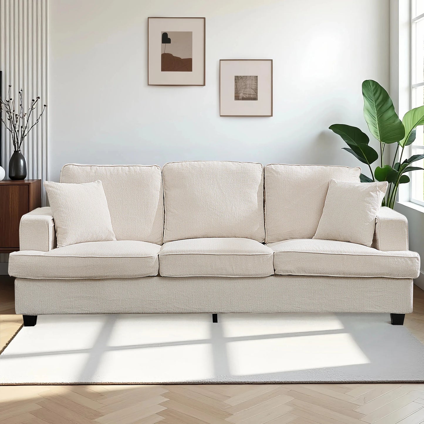 Sofa for Living Room, 89 inch Cloud Sofa in Chenile with Extra Comfy Soft Seats, Modern 3 Seater Sofas for Bedroom