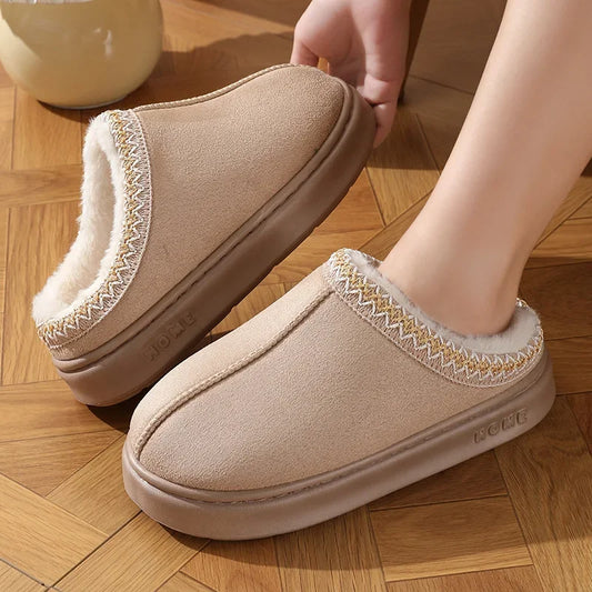 Fluffy Platform Slippers for Women 2025.  Winter Plush and Warm Cotton Shoes.  Comfort , Non Slip, Unisex Home Slippers.