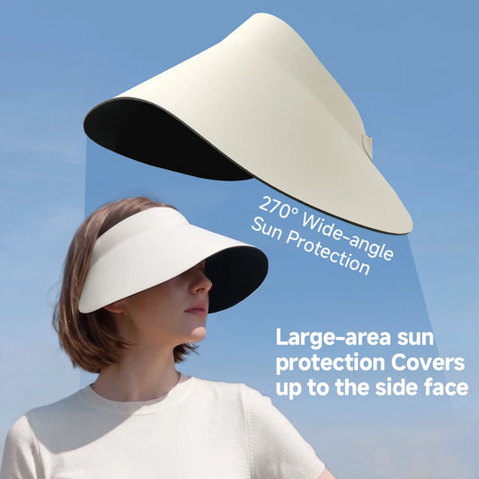 Women's Sun Top Hat with UV Protection, Seamless One-Piece Visor, Wide Brim for Full Shade, Hollow Top Sun Cap. IVORY is Available and Just a few Brown.