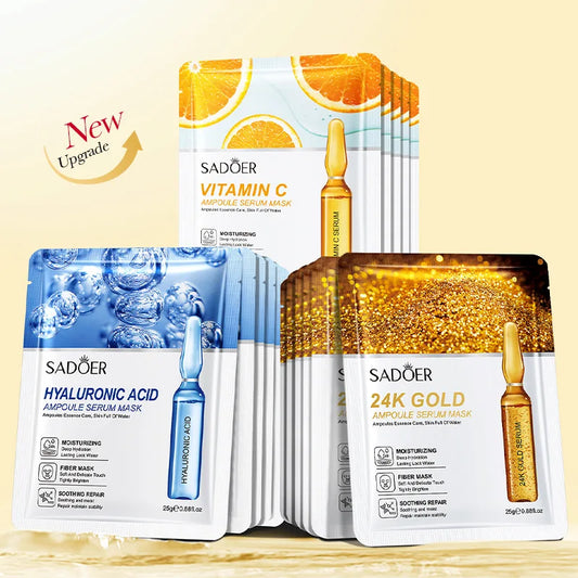 10pcs, Vitamin C Hyaluronic Acid Face Mask. Moisturizing and Firming Skin Care Products