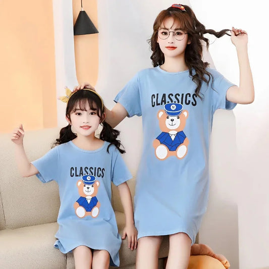 New Women's Nightgown Children's Clothing Cotton Home Casual  For Girls Kids Sleepwear