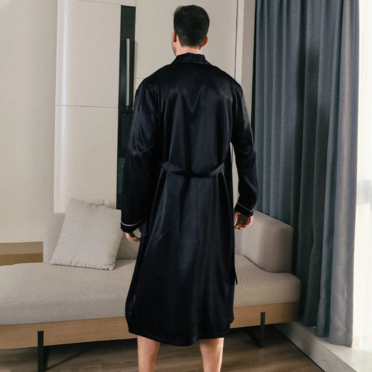 Mens spring and autumn silk /thin/ style -oversized pajamas, long sleeved bathrobes, ice silk bathrobes, clothing for summer