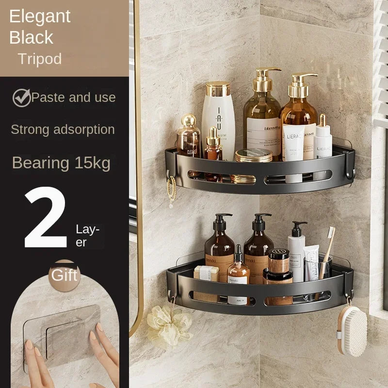 NEW 3/2/1 PCS Adhensive Bathroom Shampoo Holder. Shower Caddy Shelves with No Drill Shelf Corner, Towel Holder