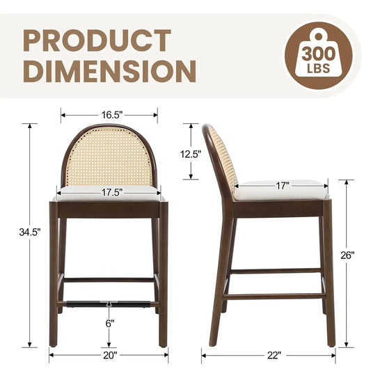 Modern Linen Counter Stools, Set of 4, 26 Inch Seat Height, Counter Height Barstools Upholstered. Bar Stools with Oval, Customized