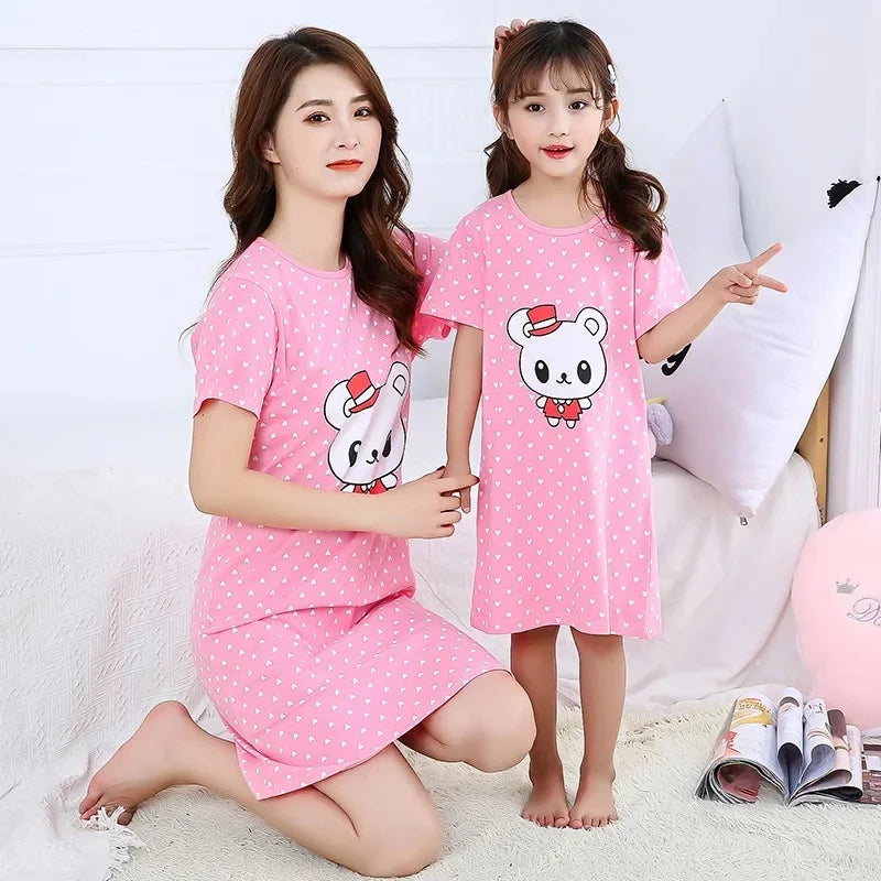 New Women's Nightgown Children's Clothing Cotton Home Casual  For Girls Kids Sleepwear