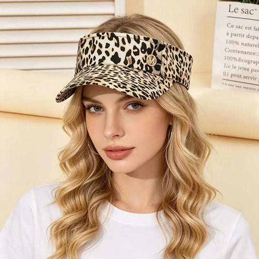 Women's Summer Adjustable Hollow Top Baseball Cap in s Leopard Prints, Sun Visor, Breathable, UV Protection