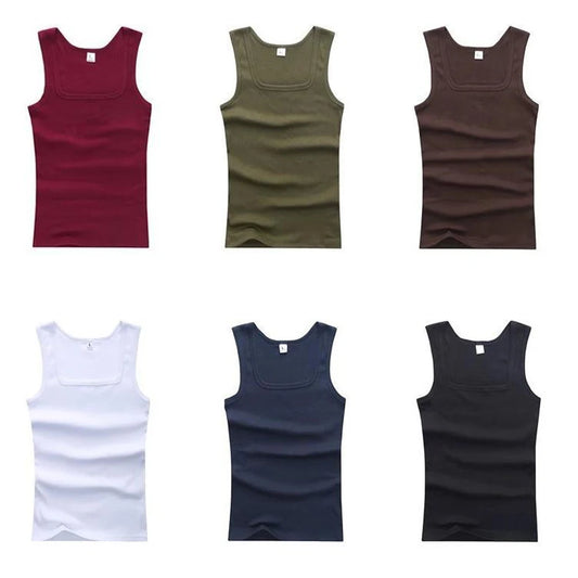 Men's Pure Cotton Tight Vest, Casual Sports Tank Tops, Sleeveless Basic Tops, Quick Drying Bodybuilding Vest