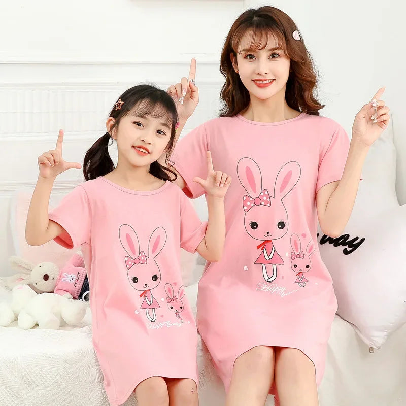 New Women's Nightgown Children's Clothing Cotton Home Casual  For Girls Kids Sleepwear